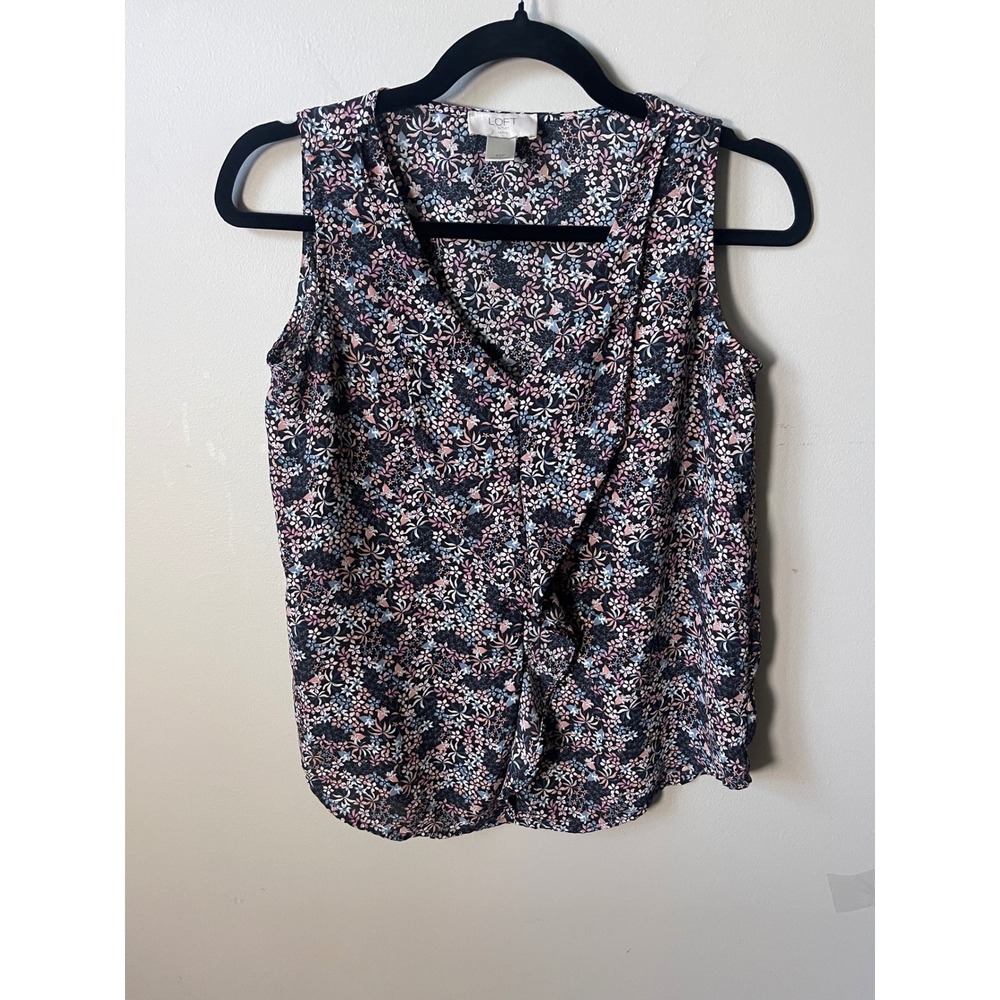 Loft Outlet Petite botanical chic V-Neck Blouse breezy casual preppy ruffled